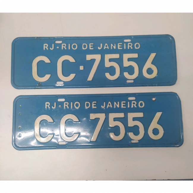 Par de Placa de Carro Placa anos 2000 azul