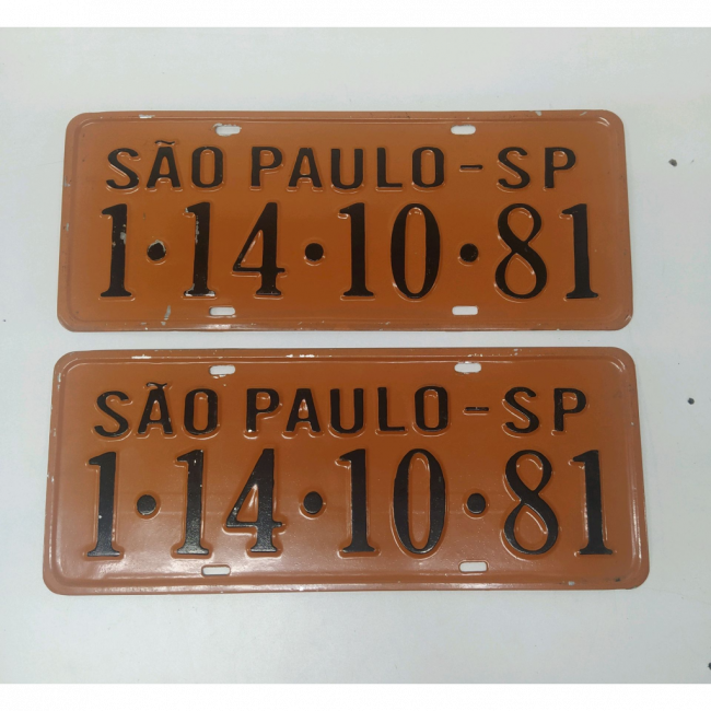 Par de placa de Carro Anos 60