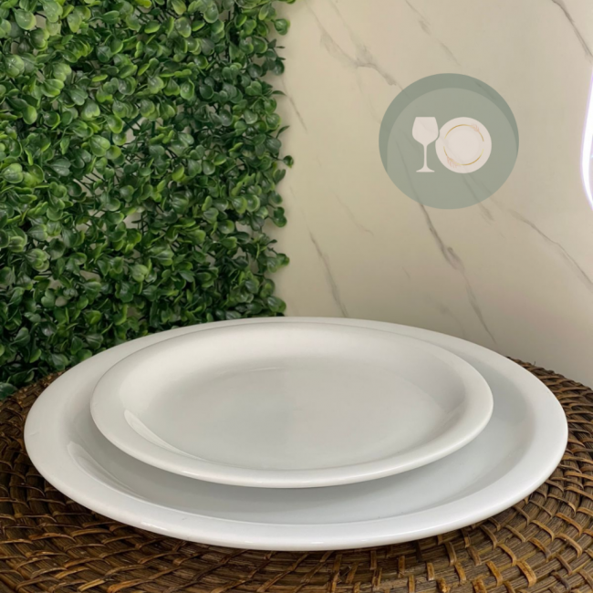 (SITE) Prato Raso de Refeição Porcelana - 25dm - Branco