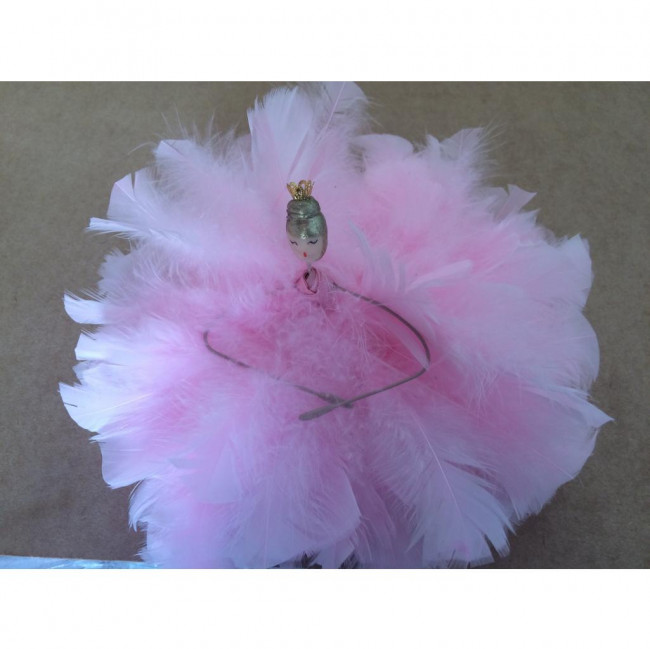 BAILARINA SENTADA ROSA COM PLUMAS (15A X 23D)