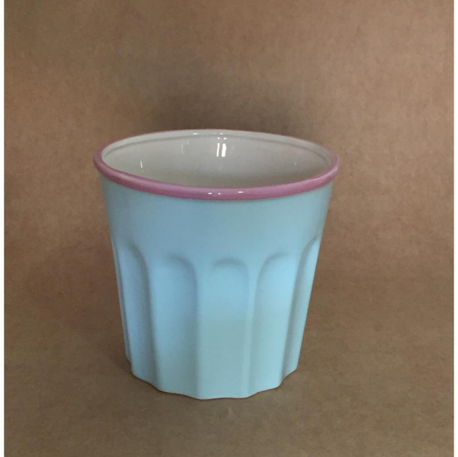 VASO AZUL CLARO COM BORDA ROSA G (15A X 15D)