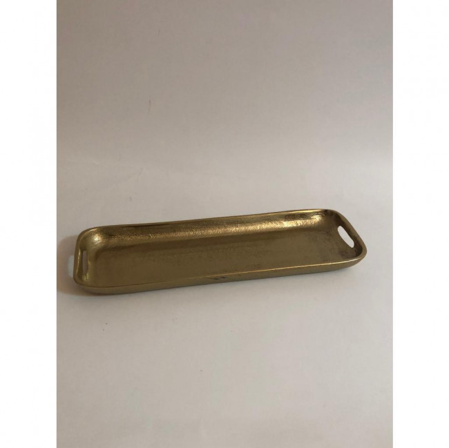 BANDEJA DE METAL RETANGULAR DOURADA (29,5C X 10L)