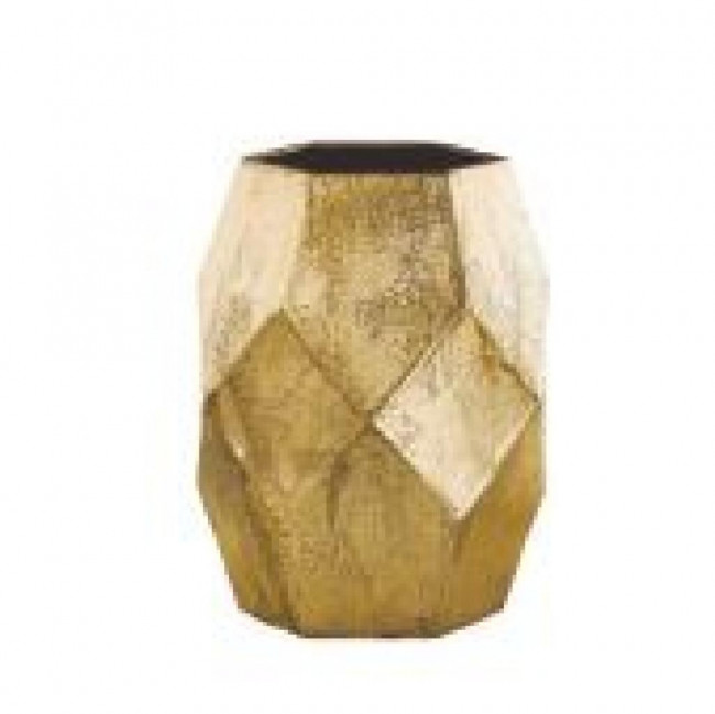 VASO GEOMÉTRICO BAIXO METAL DOURADO M (19A X 9D)