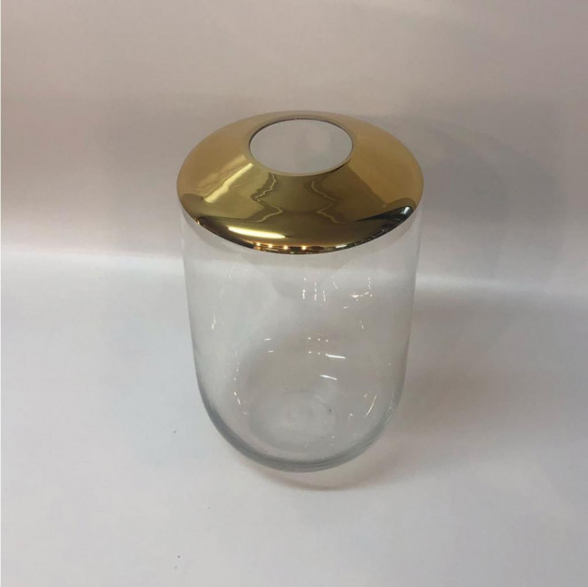 VASO DE VIDRO BORDA DOURADA (6D BOCA X 13 D TOTAL X 24A)