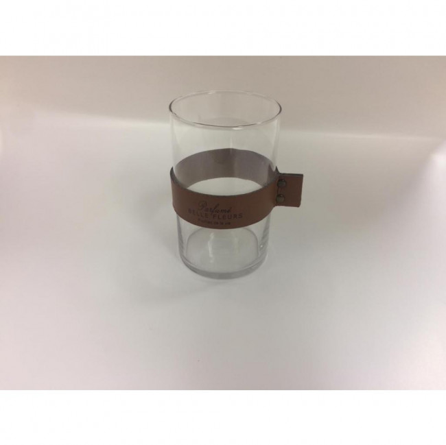 VASO VIDRO COM FAIXA EM COURO P (9D X 15A)