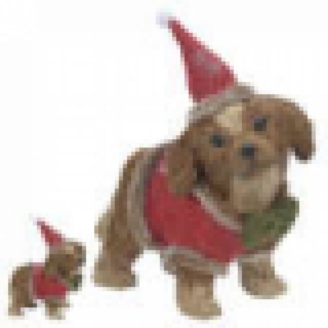 BONECO NATAL CACHORRO EM PE (BEGE) 21X21cm