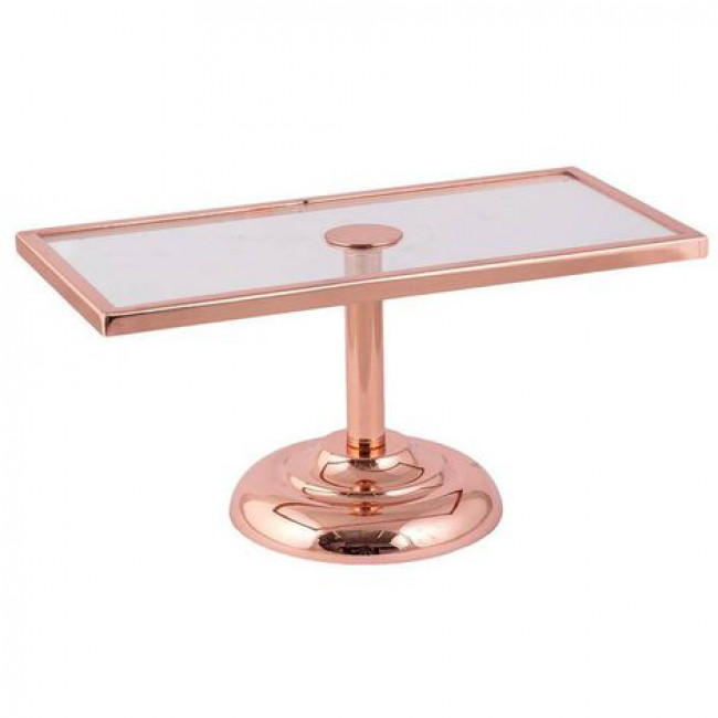 PORTA DOCE BASE VIDRO RETÂNG ROSÉ G