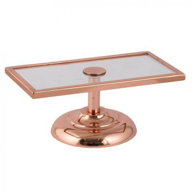 PORTA DOCE BASE VIDRO RETÂNG. ROSÉ P