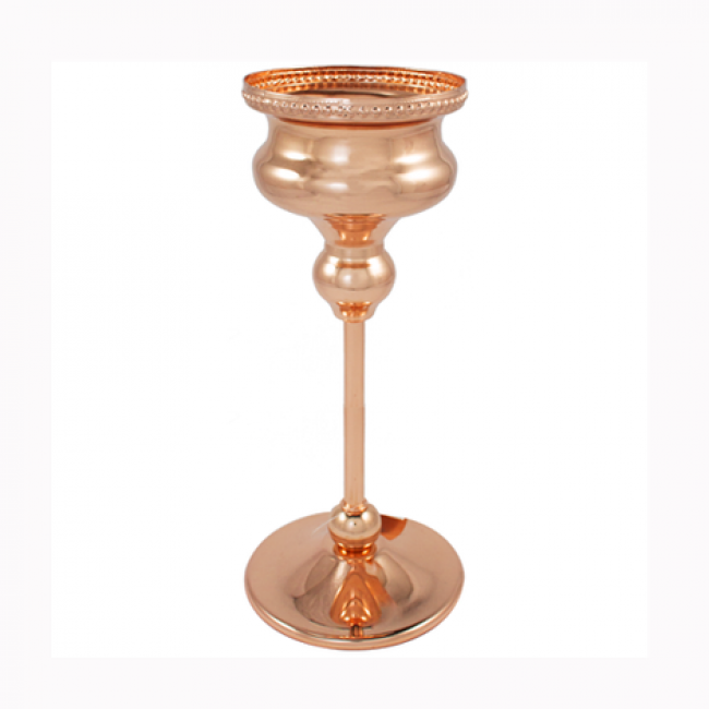 CASTIÇAL BAIXO BOLINHAS ROSÉ GOLD