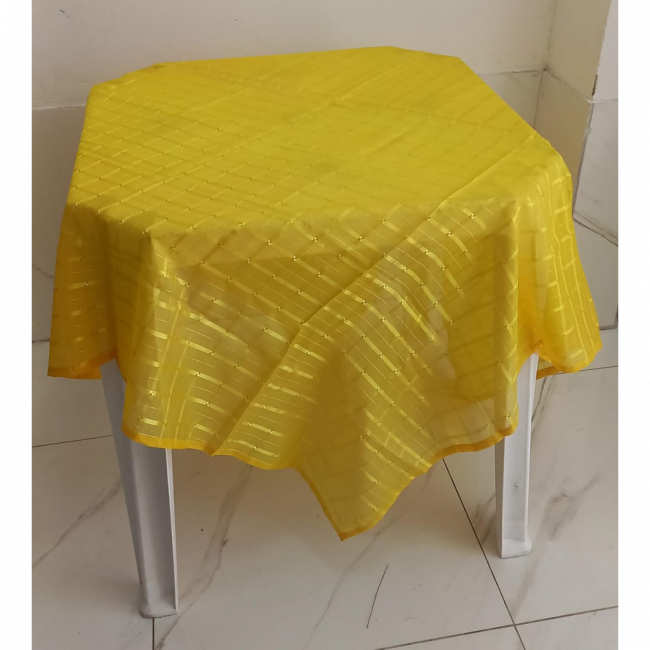 TOALHA QUADRADA AMARELO EM VOAL DECORADO