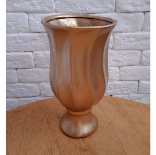 Vaso torcido ceramica dourado