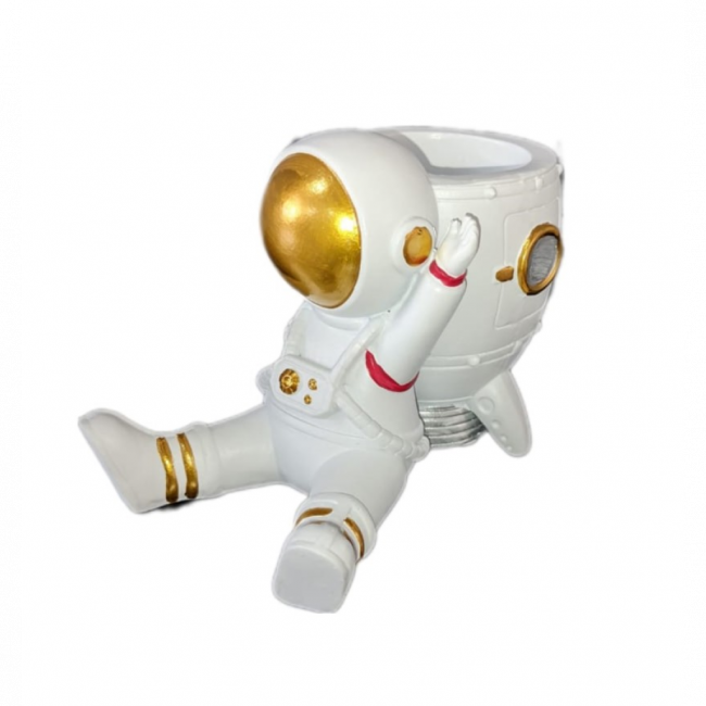 Estatueta Astronauta Resina Branco 135662