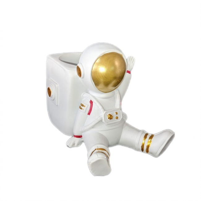 Estatueta Astronauta Resina Branco 135663