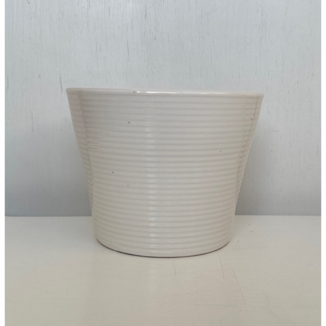 Vaso Ceramica Canelado Branco Clean