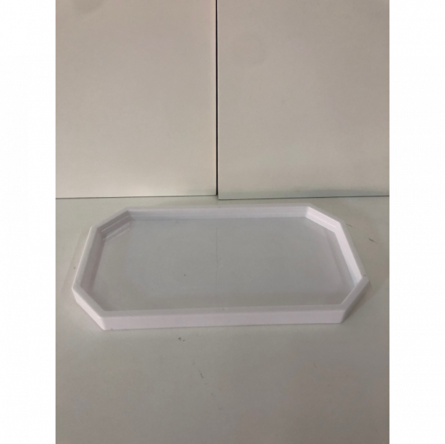 Bandeja sextavada retangular branca