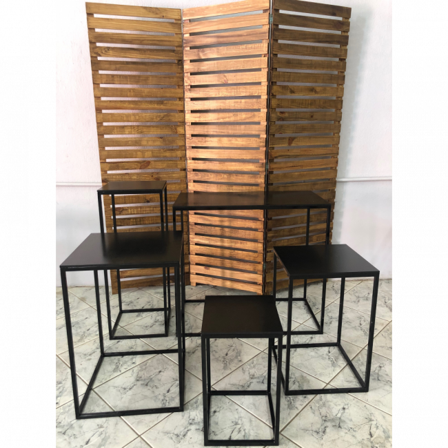 kit de 5 mesas de ferro preta