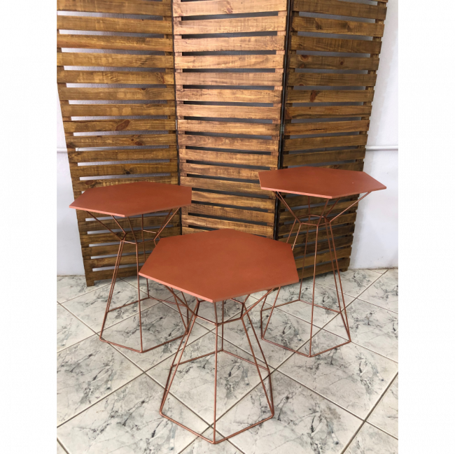 Kit de 3 mesas de ferro rose gold