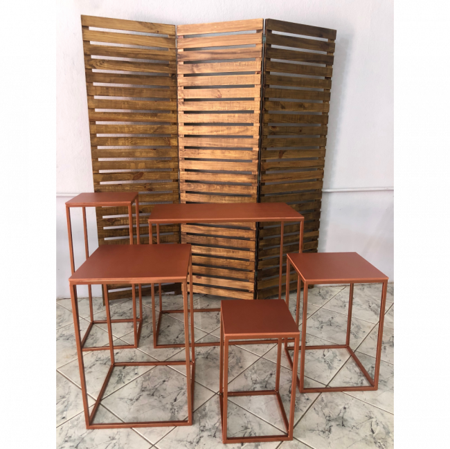 Kit de 5 mesas de ferro rose gold