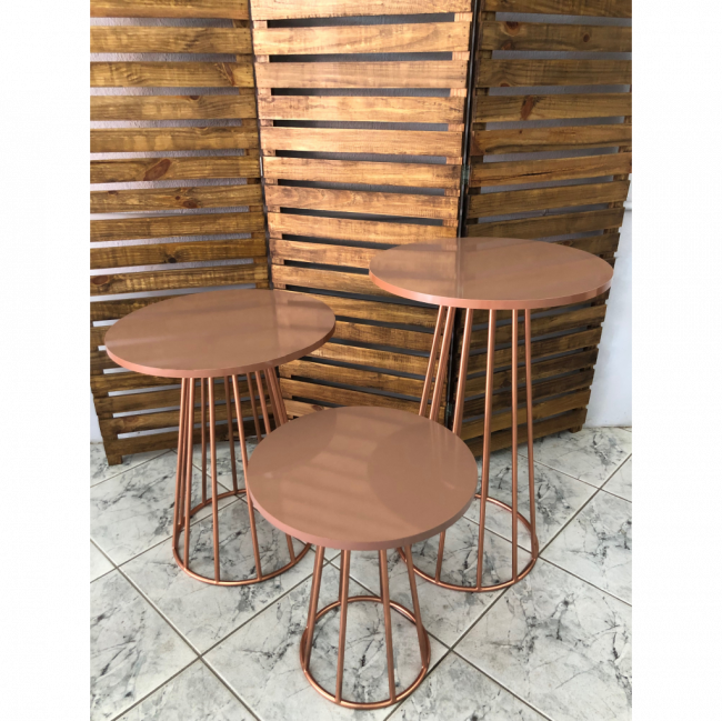 Kit de 3 mesas rose gold