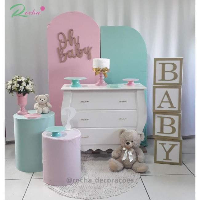 CHÁ REVELAÇÃO OH BABY VERDE E ROSA (KIT41340)