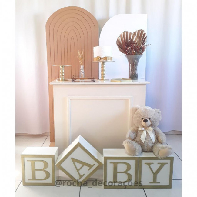 BABY BRANCO E DOURADO / CHÁ DE BEBÊ OU REVELAÇÃO- KIT41259