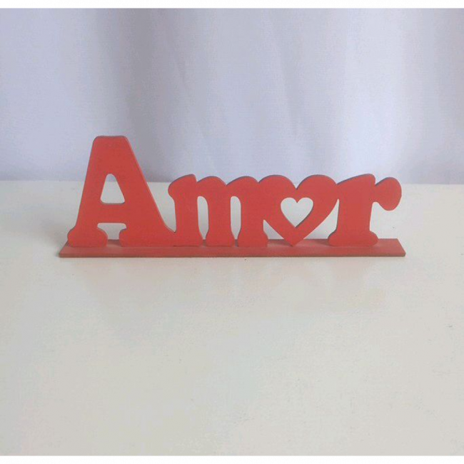 DISPLAYS MDF DE MESA PALAVRA AMOR VERMELHO