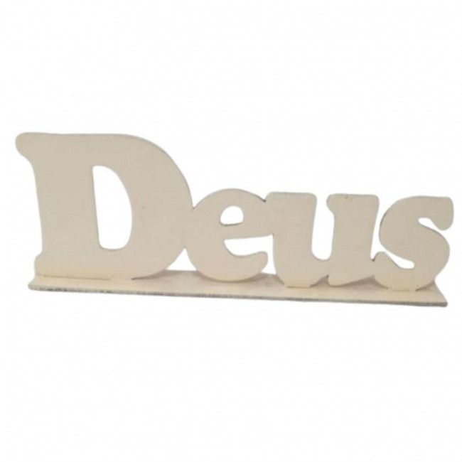 PALAVRA DEUS BRANCO DISPLAYS MDF 15CM