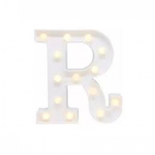 LUMINÁRIA LED LETRA R 22cm   (Não acompanha pilha)