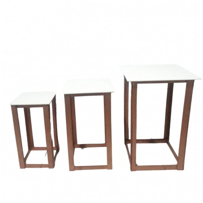 MESA CUBO VAZADA MDF BRANCA E COBRE M