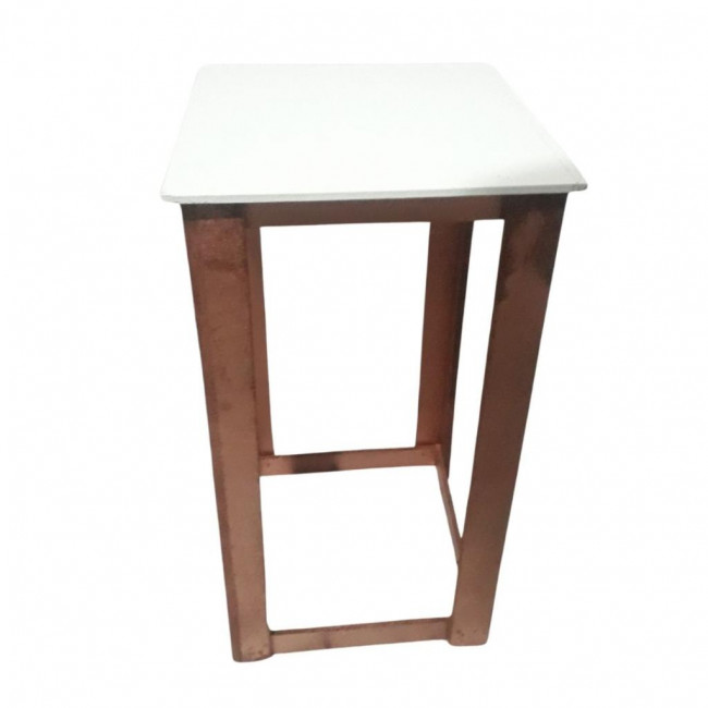 MESA CUBO VAZADA MDF BRANCA E COBRE M