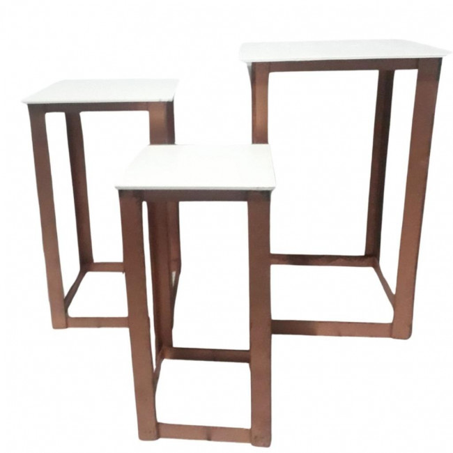 MESA CUBO VAZADA MDF BRANCA E COBRE M