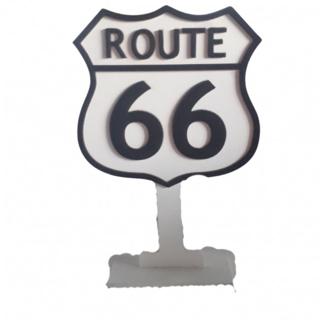 PLACA ROUTE 66 DISPLAY MDF DE MESA