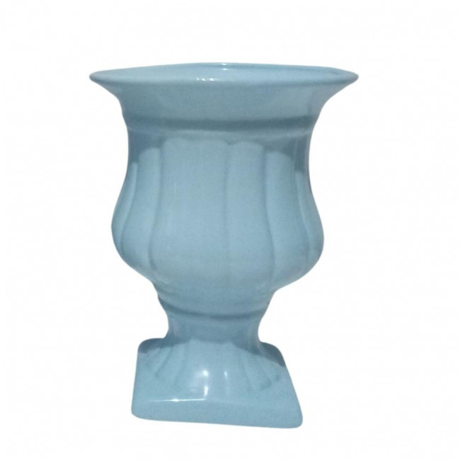 VASO CERÂMICA TAÇA AZUL BEBE M