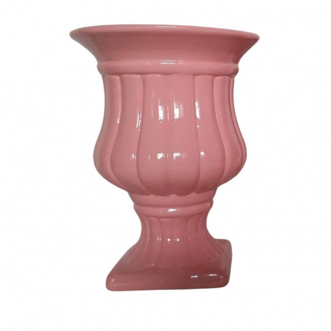 VASO CERÂMICA TAÇA ROSA M