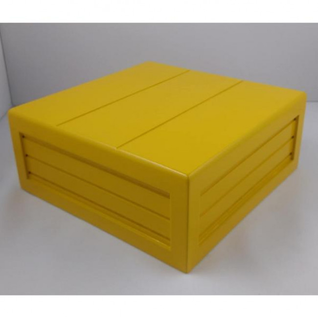 CAIXA DE ALTURA DE MDF COM FRISO AMARELO FORTE