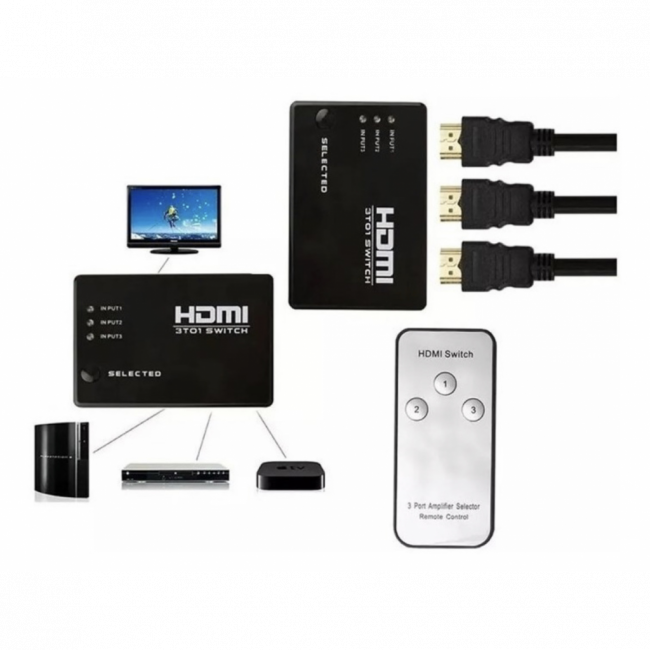 Seletor Hdmi 3 Entrada E 1 Saida