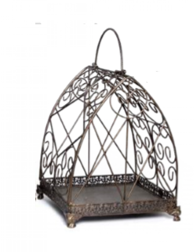 GAIOLA DECORATIVA BRONZE M* A: 45 CM C: 35 CM  L: 35 CM