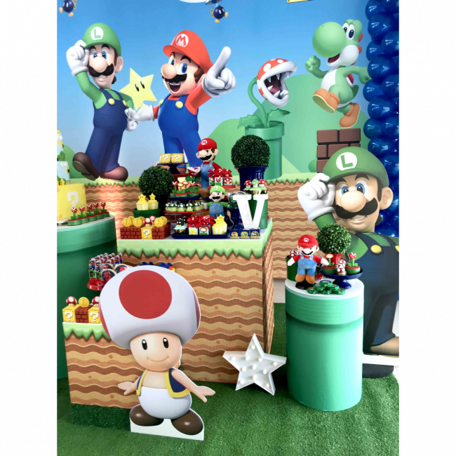 .Super Mario - Revestimento p/ Móvel Cano Verde 1.25m (L) x 60cm (A) Tecido