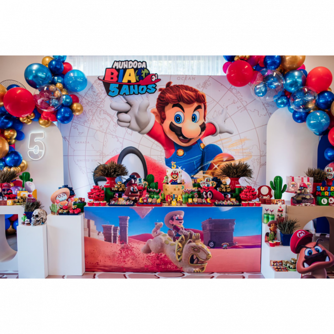 ..Super Mario - Revestimento Odyssey 85cm (A) x 2.3m (L) Tecido