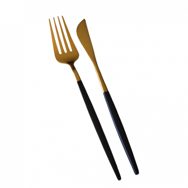 Faca refeição slim dourado e preto
