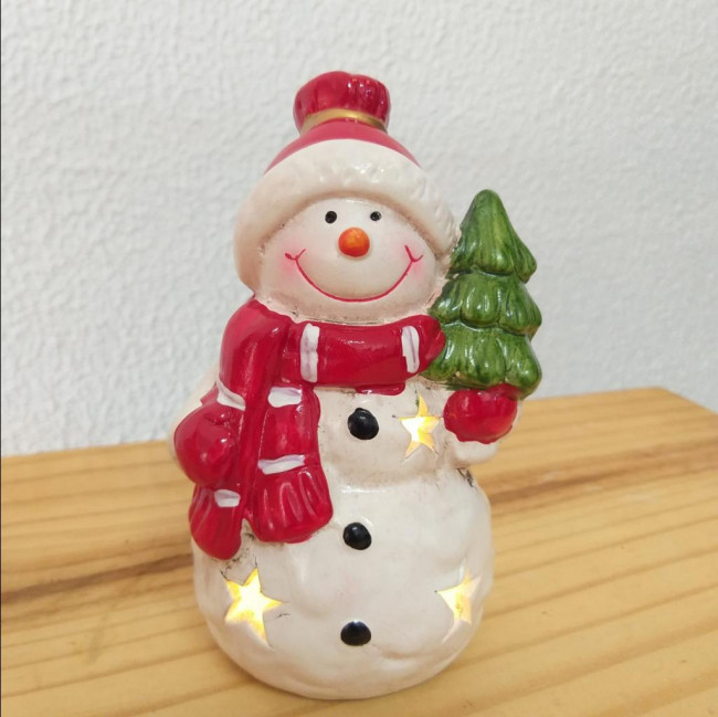 Boneco de Neve Ceramico Luminoso (Arvore)