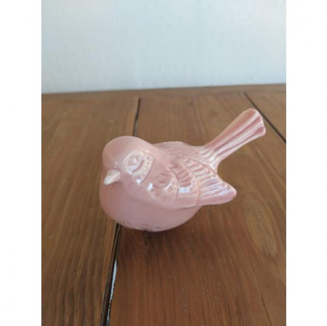 Passarinho Ceramico Rosa