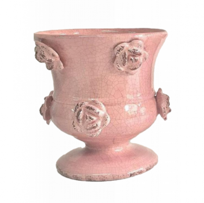 Vaso Cachepot Flor Rosa