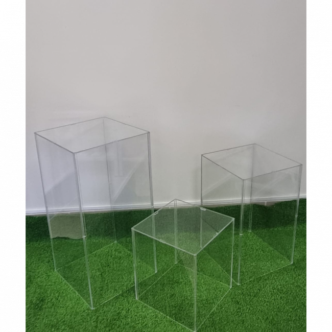 TRIO DE MESA CUBO ACRILICO