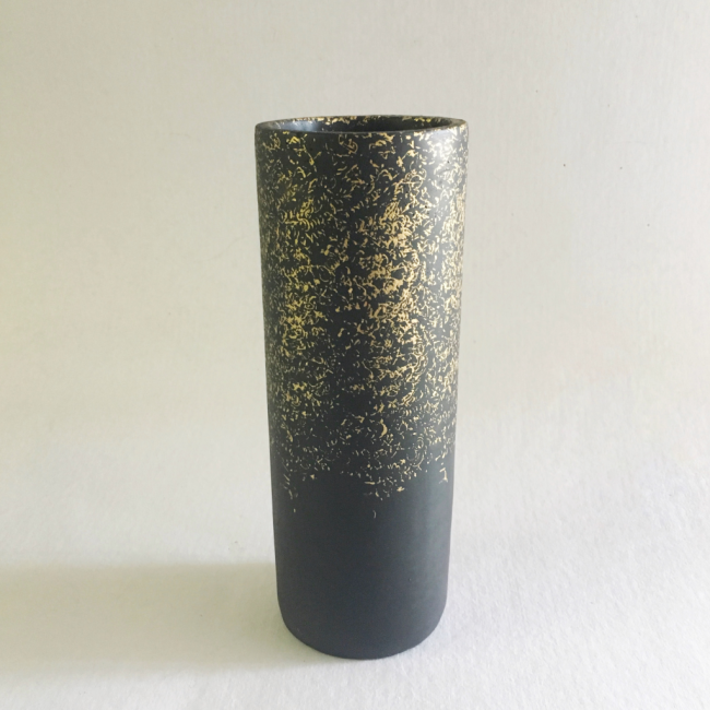 Vaso Textura Preto e Dourado