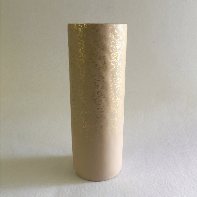 Vaso Textura Rosa e Dourado