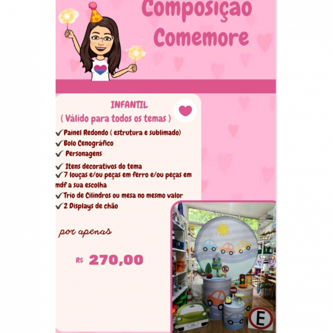 Composição Comemore Tema Carrinho