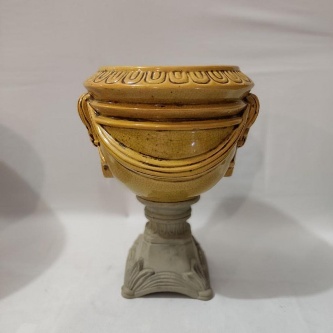 Vaso em Alto Relevo Redondo Mostarda