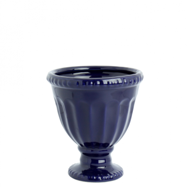 Vaso Canelado Médio Decorativo Azul Escuro