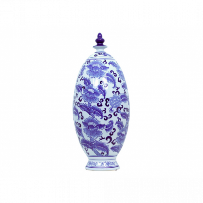 Porcelana azul Oval com Tampa